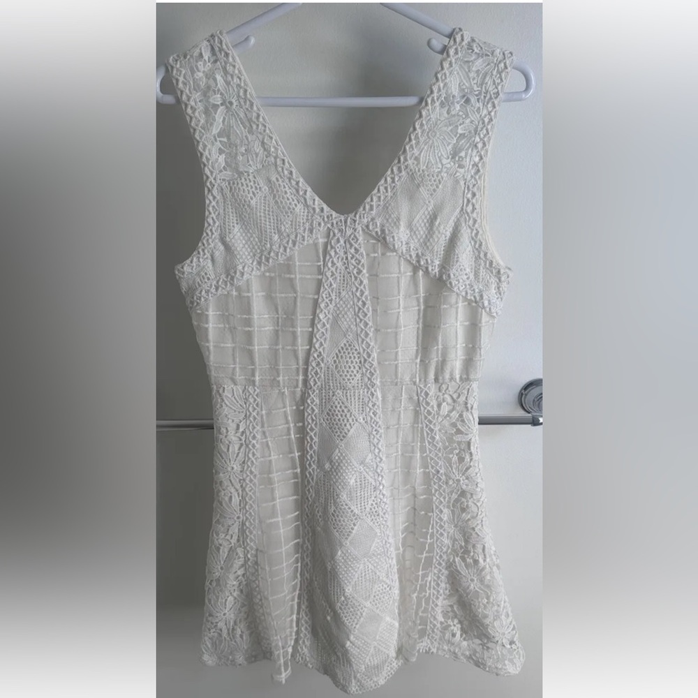J.O.A. White Crochet Lace Overlay Dress